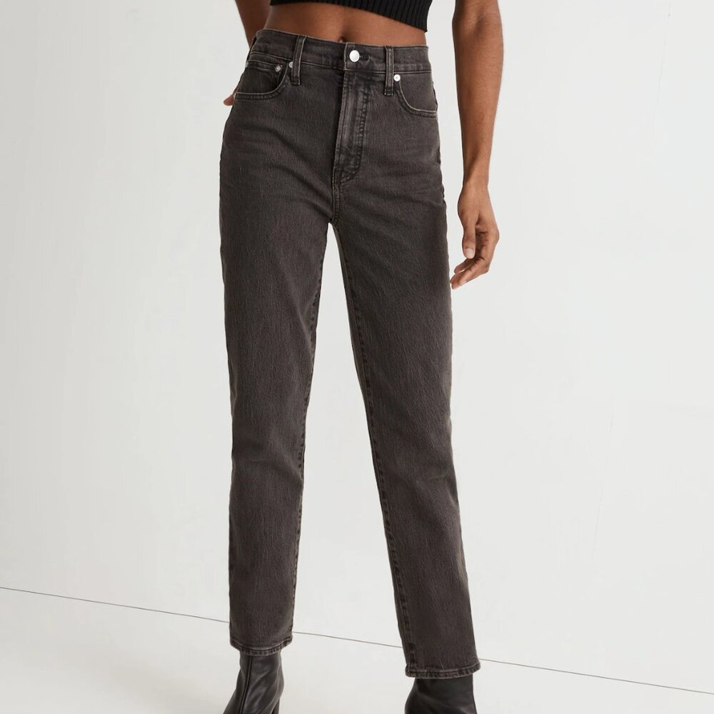 Madewell Size 25 Black Perfect Vintage Jeans Straight Tapered 90s Mom Jeans